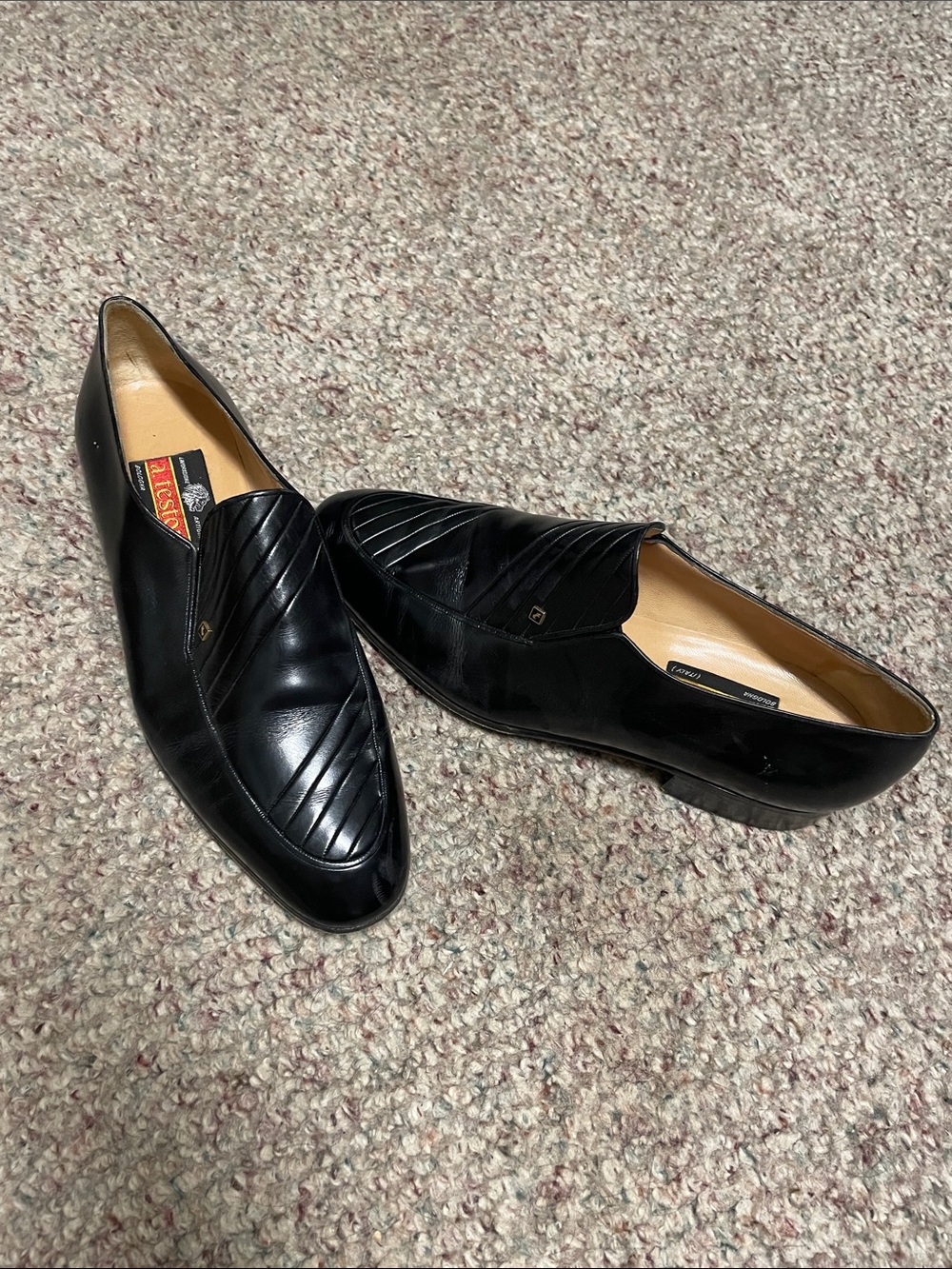 Vintage Italian Black Leather Dress Loafers by a testoni